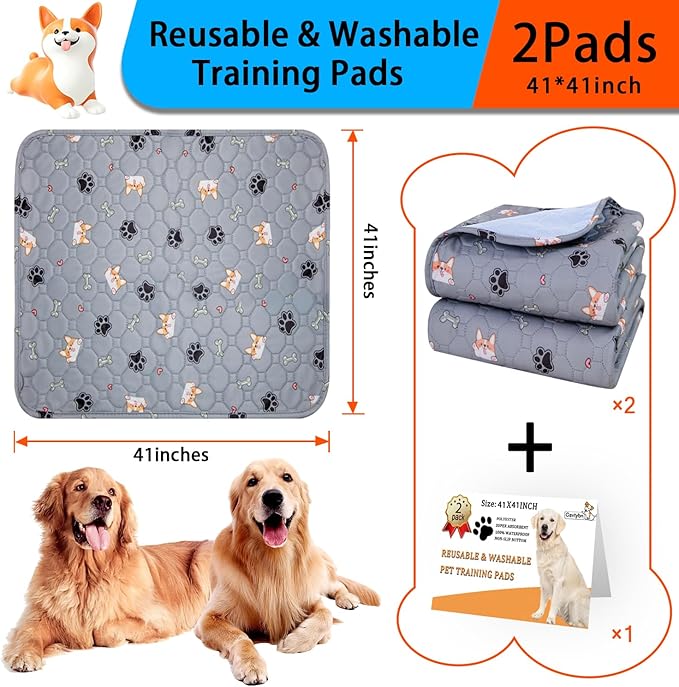 Washable Pee Pads for Dogs 2Pack 41''x41''