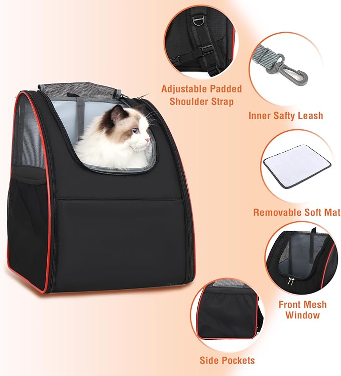 Cat Backpacks for Carrying Cats Pet Backpack Carrier for Small Dogs and Cats, Fully Ventilated Mesh Dog Backpack, Portable Cat Carrier for Travel, Hiking, Walking