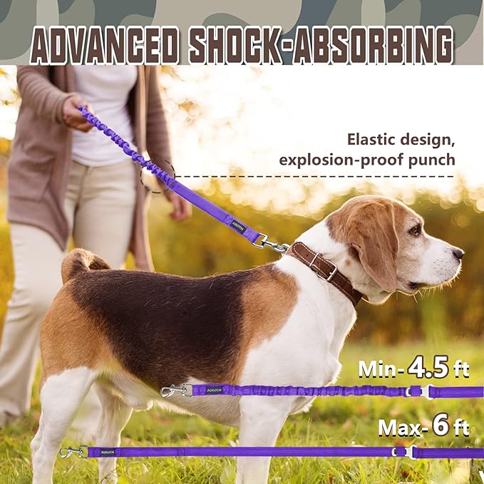 AUROTH Heavy Duty Bungee Dog Leash for Medium Large Breed Dogs 2 Padded 4.5FT 6FT