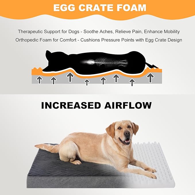 Orthopedic Waterproof Dog Bed for Large and Medium Dogs 44 x 32 inches 100 lbs
