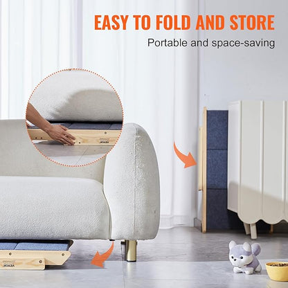 VEVOR Wood Pet Stairs/Pet Steps 2-in-1 Foldable 3 Steps 150 lbs