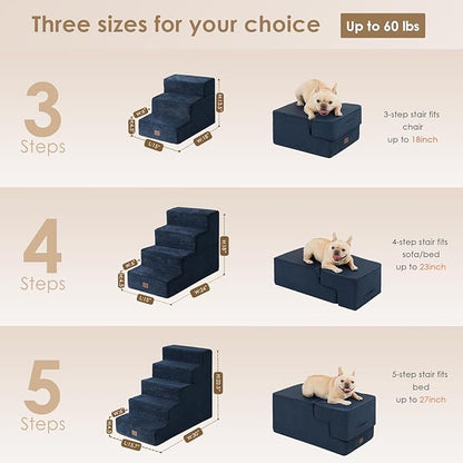 EHEYCIGA Dog Stairs for High Bed 22.5”H 5-Step Dog
