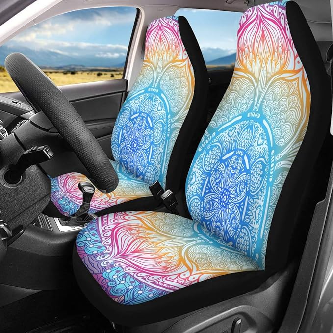 CLOHOMIN Mandala Indian Flower Car Seat Covers for Women Men