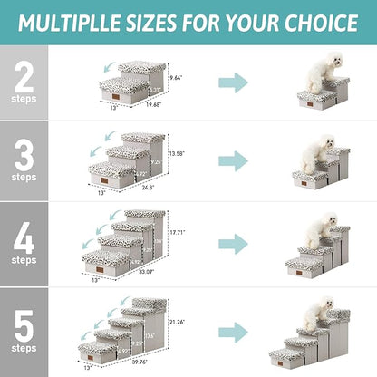 C0ZY KISS Dog Storage Stairs for Couch 14" H 24.8x13x13.58in, Leopard, 3 Tiers