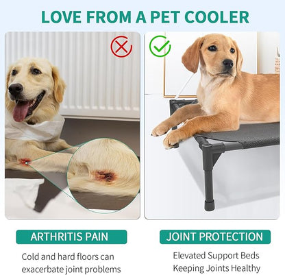 Elevated Outdoor Dog Bed Medium 32x25x8in Raised Dog Bed Summer Waterproof Dog Cot Bed Breathable Teslin Mesh 80 lbs.