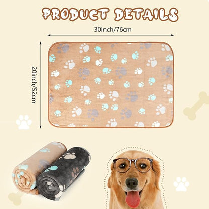 YUEPET Waterproof Dog Blankets, 2 Pack Washable Dog Blankets for Bed Couch Sofa Protector Fleece Flannel Puppy Blanket Soft Plush Reversible Throw Blanket for Medium Large Dog Cat 30"×20"(Grey+Coffee)