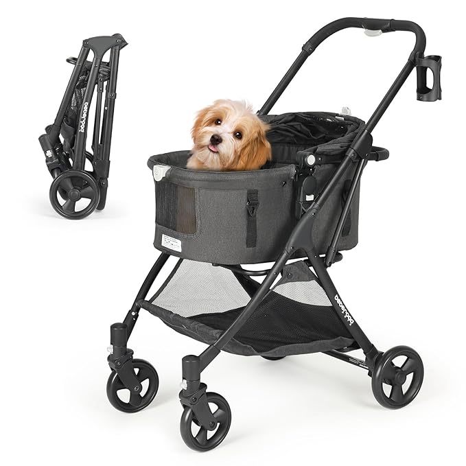 Medium Pet Stroller for Small Dogs & Cats 180° Canopy 3-in-1 Pet