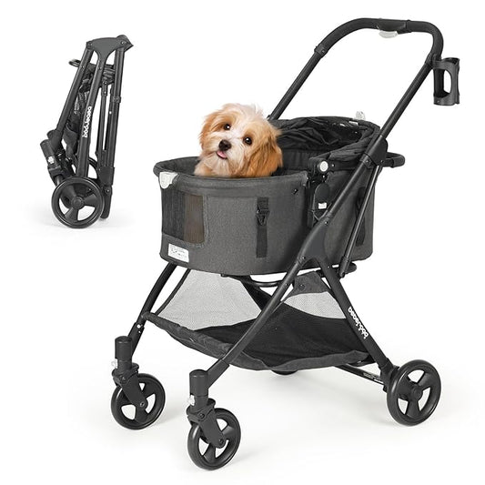 Medium Pet Stroller for Small Dogs & Cats 180° Canopy 3-in-1 Pet