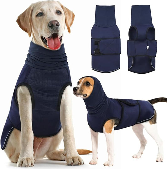 IDOMIK Dog Anxiety Calming Hoodie,Breathable Dog Anxiety Jacket Vest Coat for Thunderstorms,Fireworks,Vet Visits,Separation,Adjustable Dog Hoodies for Noise Block & Ear Protection Recovery,Blue,XL