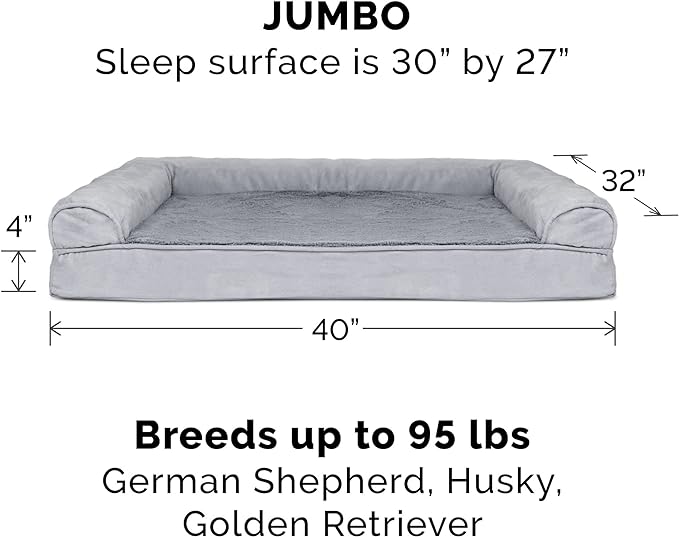 Furhaven Orthopedic Dog Bed for Large Dogs w/ Removable Bolsters & Washable Cover 95 lbs
