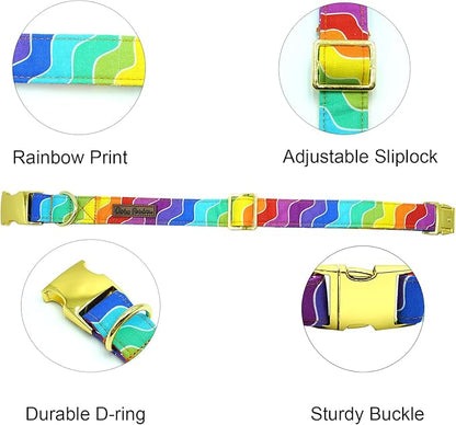 Dog Collar, Pet Collar Rainbow Dog Collar LGBT for Pride Month Durable Metal Pet Collar Dog Cute Girl Boy Dog Collars Adjustable Dog Collar for Small Medium Large Dogs