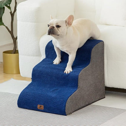 Pettycare Dog Stairs Ramp for High Beds and Couch 3 Steps,Navy