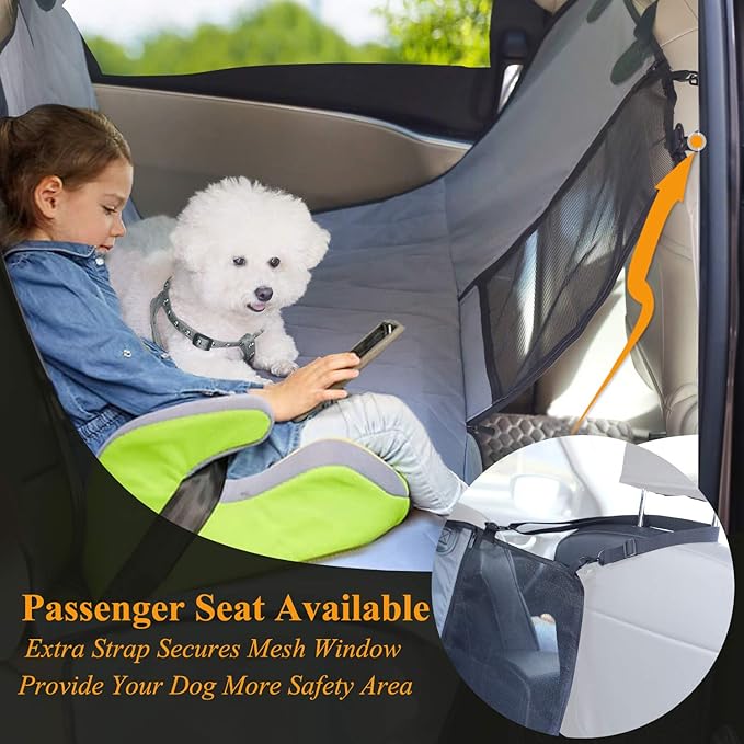 VIVAGLORY Dog Car Hammock with Extra Strap & Buckles for Mesh Visual Window 4 Layers