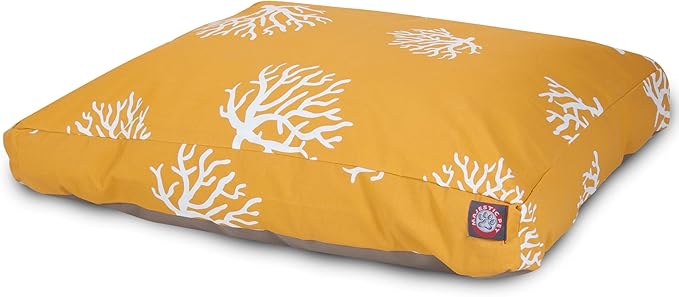 Yellow Coral Medium Rectangle Indoor Outdoor Pet Dog Bed With Removable Washable Cover By Majestic Pet Products