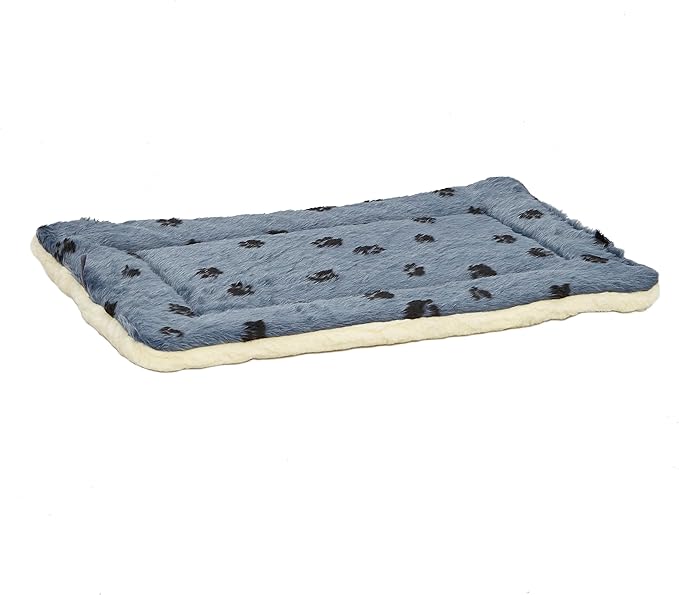 MidWest Homes for Pets Reversible Paw Print Pet Bed in Blue / White 28.5L x 19.5W x 3H for