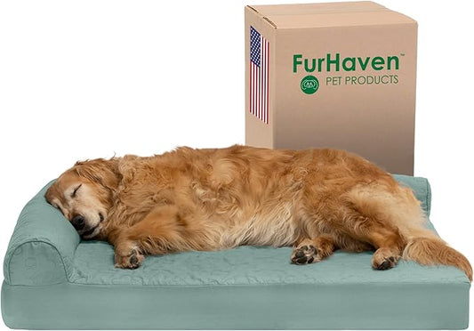 Furhaven Cooling Gel Dog Bed for Large Dogs w/ Removable Bolsters & Washable Cover 95 lbs
