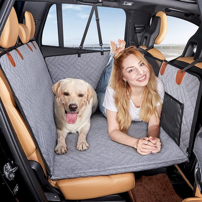 YJGF Back Seat Extender for Dogs, Seat Cover for Back Seat Bed Inflatable for Car Camping Air Mattress,Dog Hammock for Car Travel Bed,Non Inflatable Car Bed Mattress for Car SUV Truck (Grey)