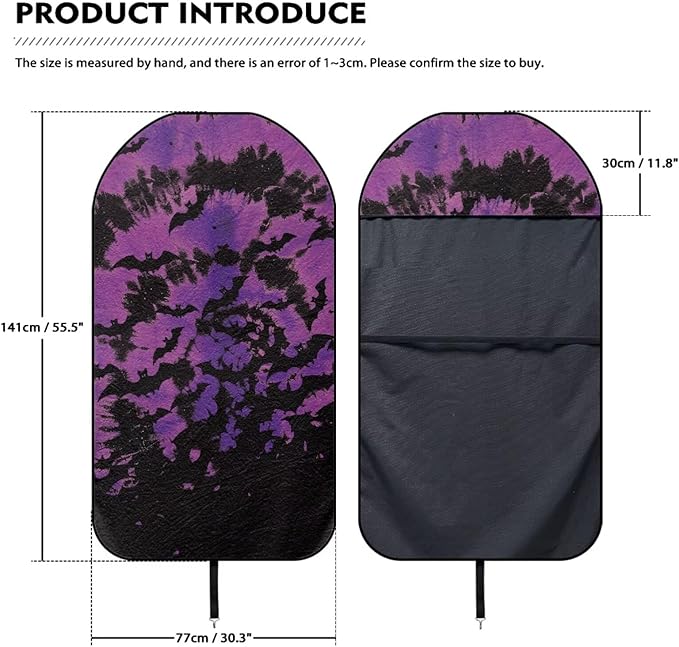 Yewattles Purple Halloween Tie Dye Waterproof Car Interior