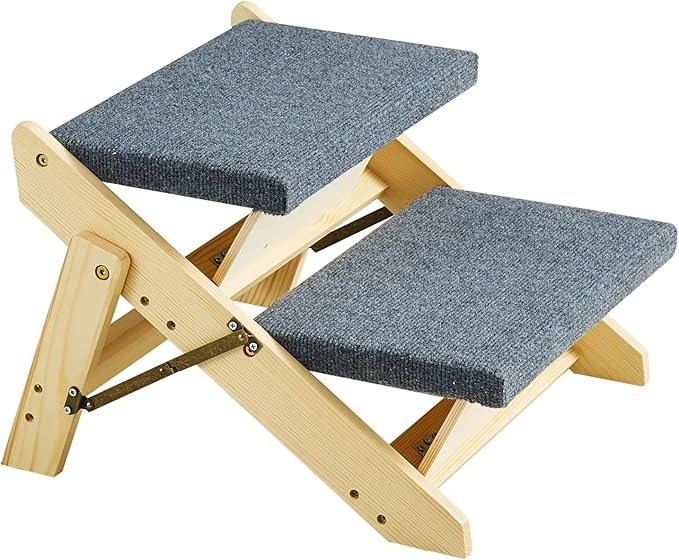 VEVOR Wood Pet Stairs/Pet Steps 2-in-1 Foldable 2 Steps 110 lbs