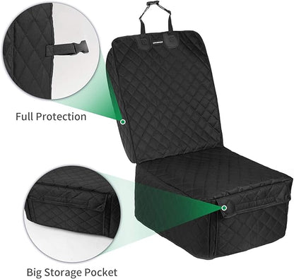 Dog Car Seat Covers Front Seat Cover with Side Flaps 100% Waterproof Car Seat Protector for Pets Scratch Proof Non-Slip Durable for Cars