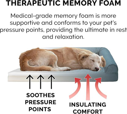 Furhaven Memory Foam Dog Bed for Large Dogs w/ Removable Bolsters & Washable Cover 95 lbs