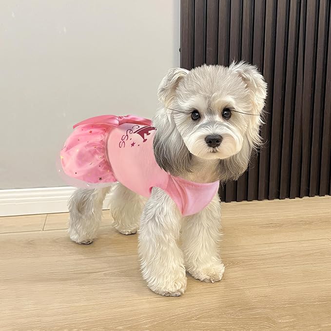Idepet Princess Dog Dress Tulle Puppy Skirt Pet Apparel Dog Tutu with Bowknot