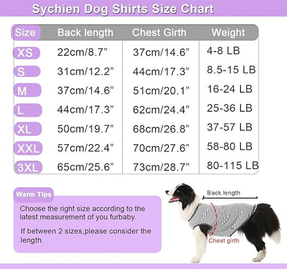 Dog Combed Cotton Tee Shirts,Soft Breathable Sun Protection Large T-Shirt for Boy Girl Dogs,2 Pack Grey White Striped Shirt XL