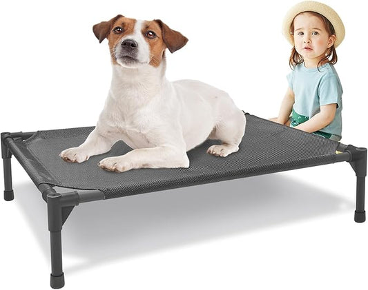 Elevated Outdoor Dog Bed Medium 32x25x8in Raised Dog Bed Summer Waterproof Dog Cot Bed Breathable Teslin Mesh 80 lbs.