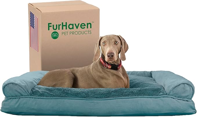 Furhaven Pillow Dog Bed for Large Dogs w/ Removable Bolsters & Washable Cover