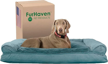 Furhaven Pillow Dog Bed for Large Dogs w/ Removable Bolsters & Washable Cover