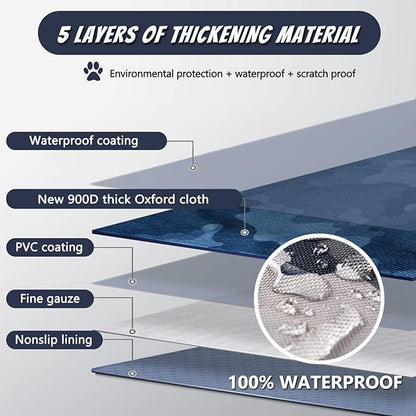 Dog Car Seat Cover for Back Seat 54''W×58''L (900D-6-1-blue)