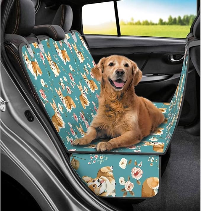 AFPANQZ Corgi Floral Car Dog Cat Seat Cover