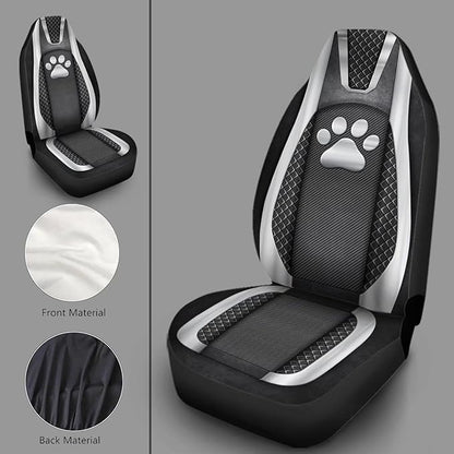 Paw Checkered Stripe Pattern Bucket Seats Protector 2 for