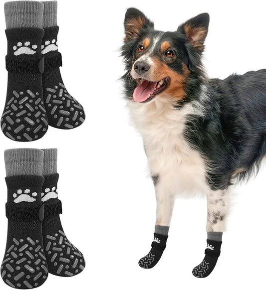 SCENEREAL Dog Socks to Prevent Licking Paws for Hot Pavement, Anti Slip Long Dog Grip Socks for Hardwood Floors, Dog Shoes Booties&Paw Protector for Small Medium Large Senior Dog, Pet Socks for Wounds