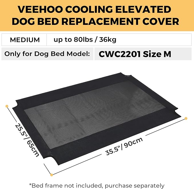 Veehoo Dog Bed Replacement Cover for CWC2201, Size M, Black