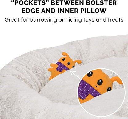 Furhaven 36" Round Donut Dog Bed for Large/Medium Dogs 75 lbs