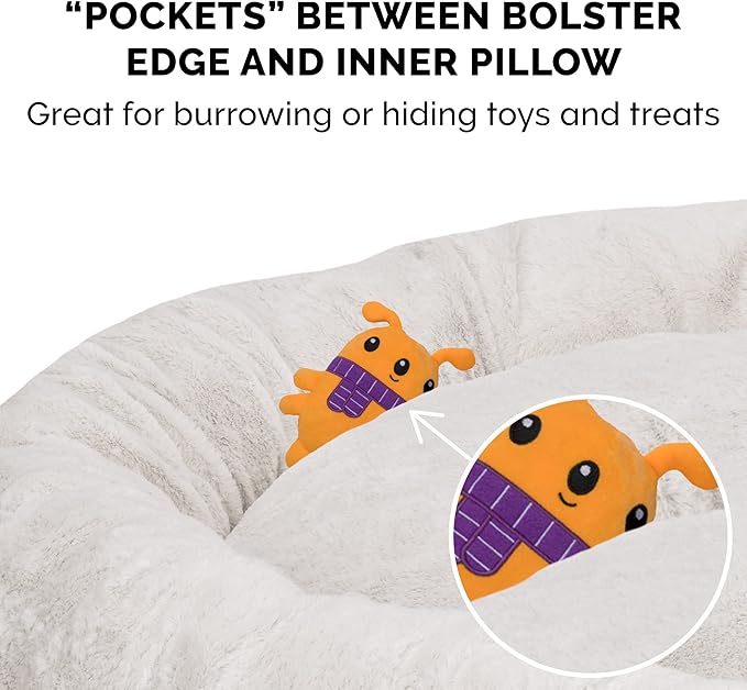 Furhaven 23" Round Donut Dog Bed for Indoor Cats & Small Dogs 20 lbs