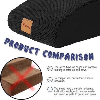 Topmart High Density Extended Foam Dog Ramp&Steps 2 Tiers 11.8" High,Non-Slip