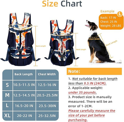 Dog Front Carrier Backpack, Dog Backpack Carrier Soft Pad, Pet Legs Out, Easy-Fit Dog Front Carrier for Small Medium Puppy, Hands Free Dog Carrier Adjustable for Cycling Hiking (Color Letters, M)