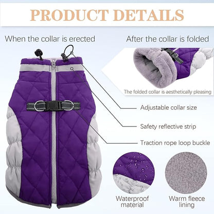 Dog Winter Jacket Cozy Reflective Waterproof Windproof Warm Pet Garment