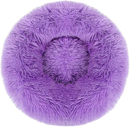 otoez Kitten Puppy Bed Extra Small XS Round Dog Cat Beds Anti Anxiety Plush Pet Calming Donut Bed with Non-Slip Waterproof Bottom (15.7", Purple)