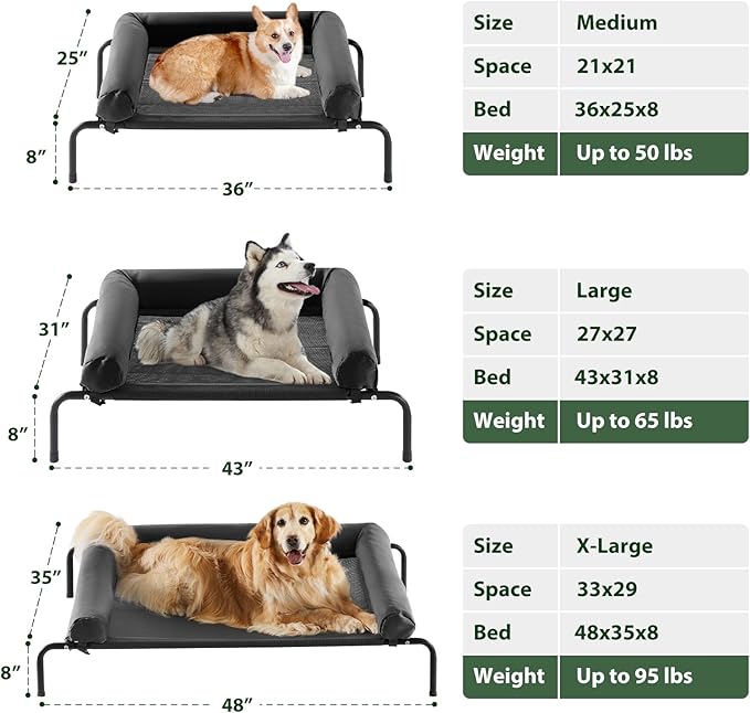 RRPETHOME Large Elevated Cooling Dog Bed