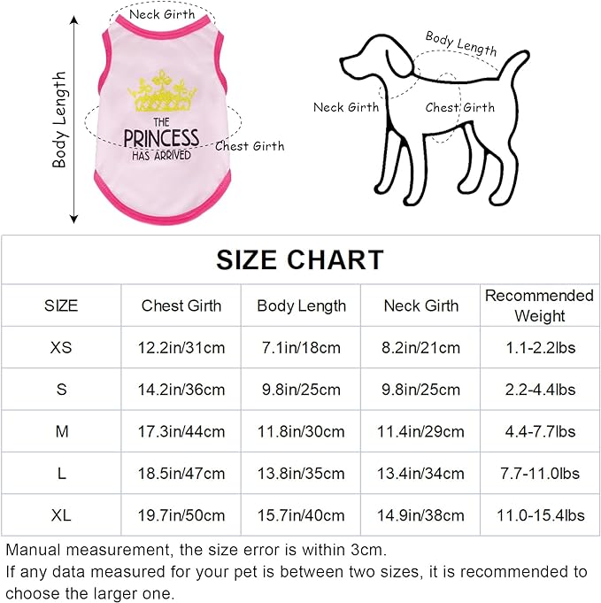 4 Pack Dog Shirts Summer Printed Puppy Clothes