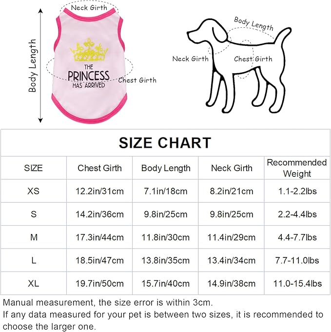 4 Pack Dog Shirts Summer Printed Puppy Clothes