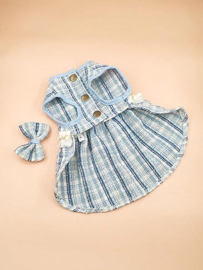 QWINEE 3Pcs Dog Dress & Flower Bow &