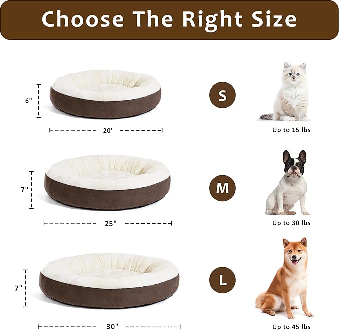 Love's cabin Round Donut Cat and Dog Cushion Bed 25in Pet