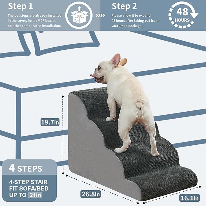 BOMOVA Dog Stairs for Small Dogs 4-Step Dog 2/3/4/5 Steps