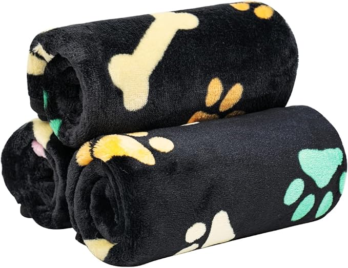 Dono 1 Pack 3 Blankets Soft Fluffy Paw Animals-23 * 16in