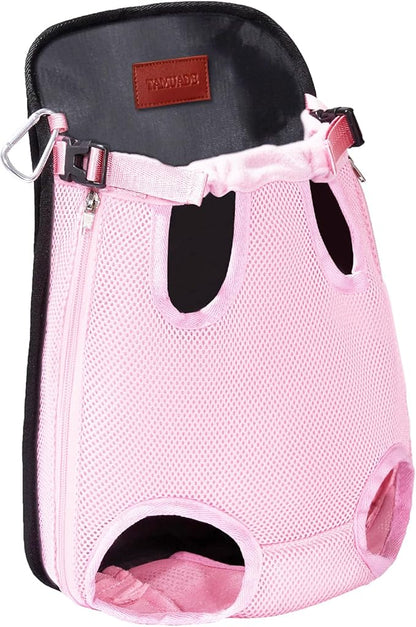 Pet Backpack Carrier for Small Dogs Easy-Fit Dog Backpack Carrier Adjustable Dog Chest Carrier 5-8 Lbs, Pink M