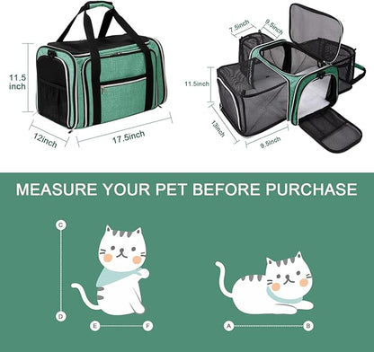 BAGLHER Cat Carrier Bag,Airline Approved Pet Carrier Soft Side Pet Travel 5 Sides Open Doors 3 Sides Expandable Foldable Dog Carrier with Fleece Pad